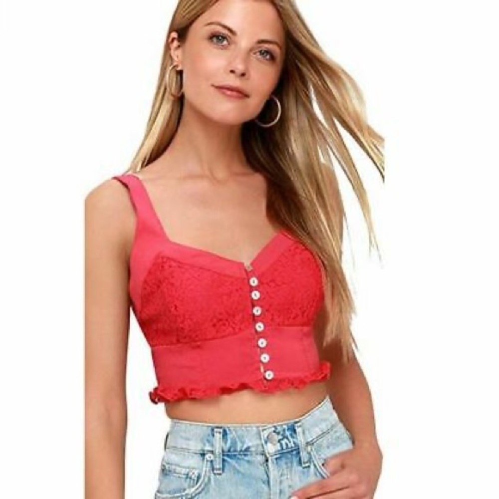 NWT Free People Red Lace Crop Top